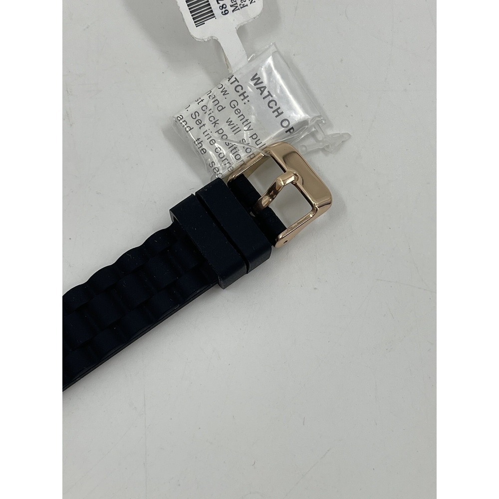 Women's Rose Gold Tone Claire's‎ watch, Black Poly Band Crystal Accents - Picture 7 of 7